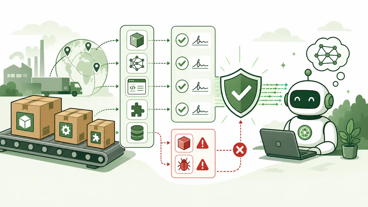 Illustration zu Supply-Chain- und Third-Party-Tool-Security für KI-Agenten